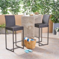 Kelly Outdoor Wicker 30 Inch Barstool Dark Brown Set of 2