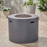 Leo Outdoor 31-inch Round Light Weight Concrete Gas Burning Fire Pit Dark Gray