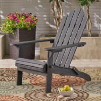 Cara Outdoor Foldable Acacia Wood Adirondack Chair Dark Gray