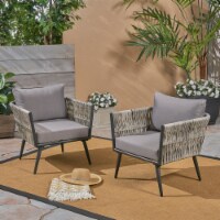 Weber Outdoor Wicker Club Chair Dark Gray Set of 2