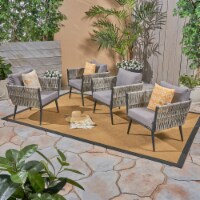 Weber Outdoor Wicker Club Chair Dark Gray Set of 4
