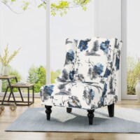 Alonso High-Back Fabric Club Chair, Black Checkerboard and Dark Charcoal Print