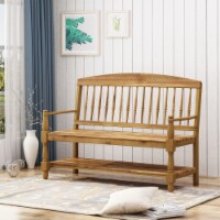 Eddie Rustic Acacia Wood Bench with Shelf Teak