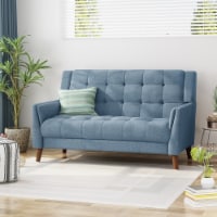 Alisa Mid Century Modern Fabric Loveseat beige