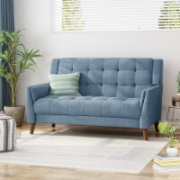 Alisa Mid Century Modern Fabric Loveseat mocha