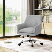 Morgan Mid Century Modern Fabric Home Office Chair with Chrome Base Gray