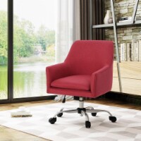Morgan Mid Century Modern Fabric Home Office Chair with Chrome Base Red