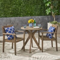 Addison Outdoor 3 Piece Acacia Wood Bistro Set Gray