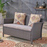 Tori Outdoor Wicker Loveseat Gray