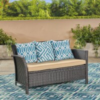 Tori Outdoor Wicker Loveseat Brown