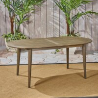 Stanford Outdoor Wood Oval Dining Table Gray