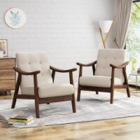 Aurora Mid-Century Modern Accent Chairs (Set of 2) beige + brown