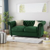 Kyle Traditional Chesterfield Loveseat Sofa Emerald