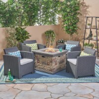 Casey Outdoor Club Chair Chat Set With Fire Pit charcoal + light gray + stone
