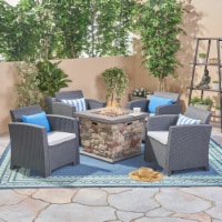 Maggie Outdoor Chat Set With Fire Pit Charcoal + Light Gray