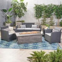 Ian Outdoor Chat Set With Fire Pit And Tank Holder charcoal + light gray + gray + black