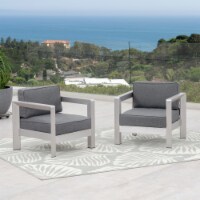 Booth Outdoor Aluminum Club Chairs Gray Set of 2