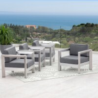Booth Outdoor Aluminum Club Chairs Gray Set of 4