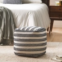 Davis Boho Cotton Pouf, Natural and Black