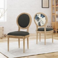 Reed Upholstered French Design Dining Chairs Dark Gray Print