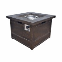 Land Backyard Fire Pit 32-inch by 32-inch Gas-Burning Lightweight Concrete Natural Wood