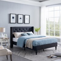 Ray Fully Upholstered Queen Size Bed Frame Black
