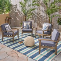 Keanu Outdoor Wooden Club Chairs (Set of 4) gray + dark gray