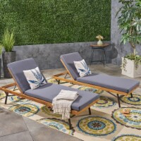 Eileen Outdoor Chaise Lounges, Acacia Wood and Eucalyptus, Outdoor Cushions, Teak, Rustic