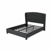 Elizabeth Fully-Upholstered King-Size Platform Bed Frame, Low-Profile, Contemporary Light