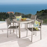 Julia Patio Dining Set - 4-Seater - Anodized Aluminum - Wicker Seats Aluminum Table Top