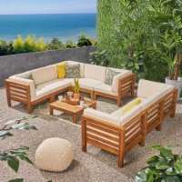 Ravello Outdoor Sectional Sofa Set with Coffee Table teak / beige