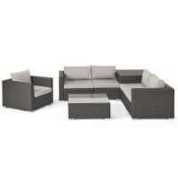 Valentina Outdoor 5-Seater Sectional Sofa Set with Club Chair and Storage Ottoman