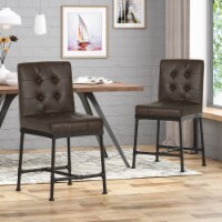Savannah Industrial Modern 24 Counter Stool with Faux Leather Backing and Metal Pipe Base