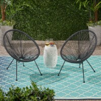 Mia Outdoor Hammock Weave Chair with Steel Frame (Set of 2) black + black