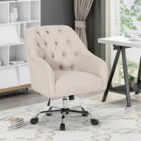 Uriel Tufted Home Office Chair with Swivel Base beige + silver finish