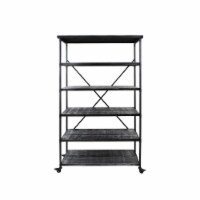Sullivan Industrial 5 Shelf Firwood Bookcase gray finish + pewter finish