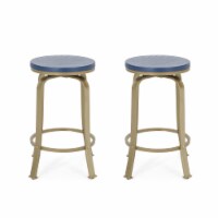 Angelina Modern Industrial Swiveling Counter Stool (Set of 2) blue + gold