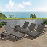 Milo Outdoor 6 Piece Wicker Chaise Lounge Set