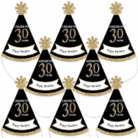 Big Dot of Happiness Adult 30th Birthday - Gold - Mini Cone Small Little Party Hats - 8 Ct