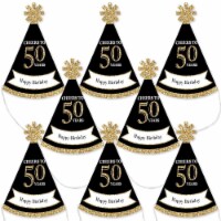 Big Dot of Happiness Adult 50th Birthday - Gold - Mini Cone Small Little Party Hats - 8 Ct