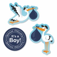 Big Dot of Happiness Boy Special Delivery Shaped It's A Boy Stork Baby Shower Cut-Outs 24 Ct