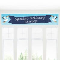 Big Dot of Happiness Boy Special Delivery - Blue It's a Boy Stork - Baby Shower Decor Banner