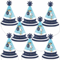 Big Dot of Happiness Boy Special Delivery - Mini Cone Blue Baby Shower Small Party Hats 8 Ct