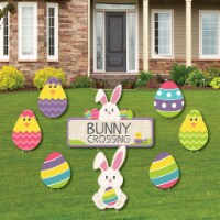 Big Dot of Happiness Hippity Hoppity - Outdoor Lawn Decor Easter Bunny Party Yard Signs 8 Ct