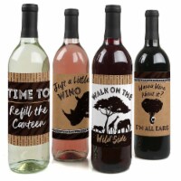 Big Dot of Happiness Wild Safari Jungle Adventure Party Decor Wine Bottle Label Stickers 4 Ct