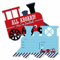 Big Dot of Happiness Railroad Party Crossing - Shaped Fill-in Invitations & Envelopes 12 Ct