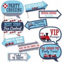 Big Dot of Happiness Funny Railroad Party Crossing - Steam Train Photo Booth Props Kit 10 Pc
