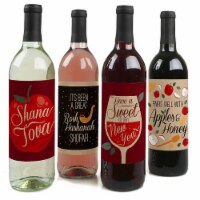 Big Dot of Happiness Rosh Hashanah - New Year Decor Gift Wine Bottle Label Stickers 4 Ct
