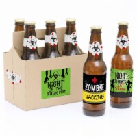 Big Dot of Happiness Zombie Zone Halloween or Birthday Party 6 Beer Bottle Labels & 1 Carrier