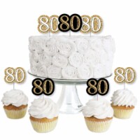 Big Dot of Happiness Adult 80th Birthday Gold Dessert Cupcake Toppers Clear Treat Picks 24 Ct